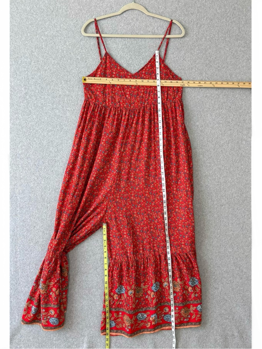 Natural Life Jamie Jumpsuit Romper Wide Leg Red Floral Boho Festival Size Small - Picture 12 of 16
